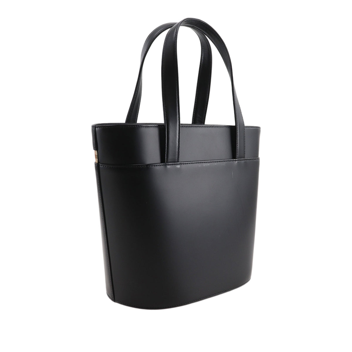 Burberry House Check Canvas Trimmed Leather Handbag