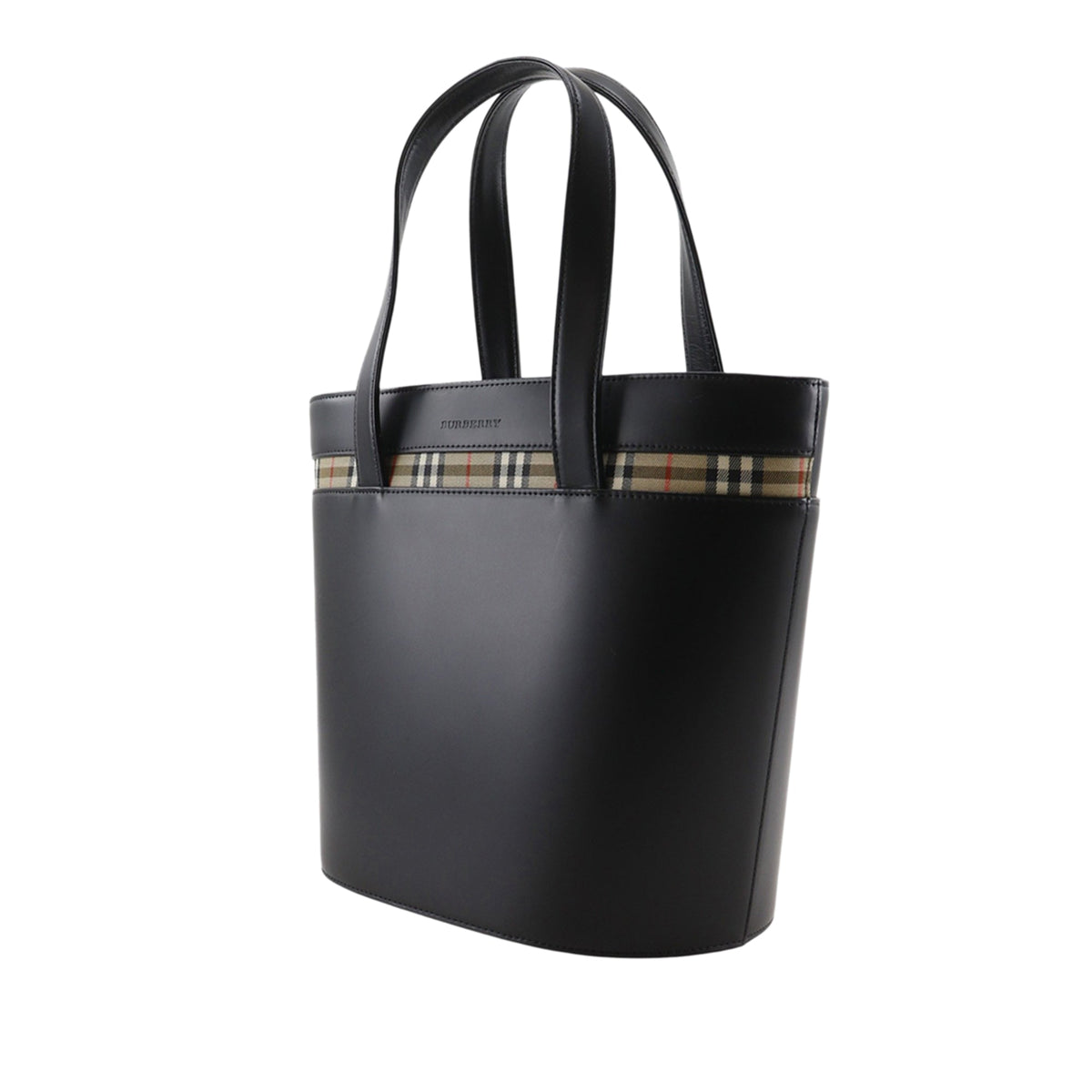 Burberry House Check Canvas Trimmed Leather Handbag