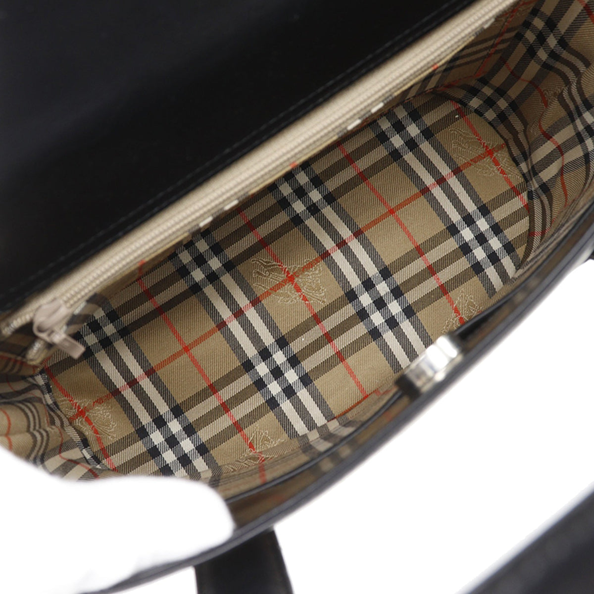 Burberry House Check Canvas Trimmed Leather Handbag