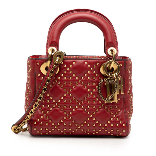 Dior Mini Lambskin Cannage Studded Supple Lady Dior