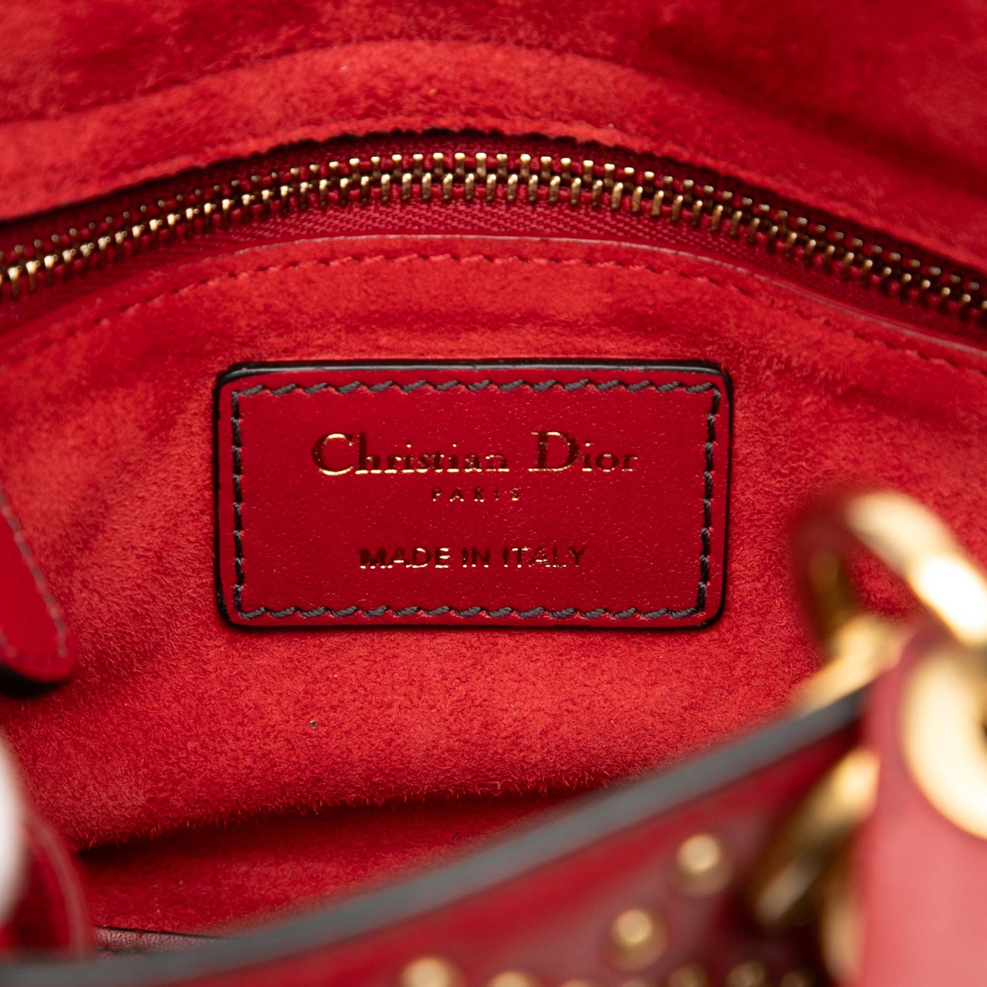 Dior Mini Lambskin Cannage Studded Supple Lady Dior