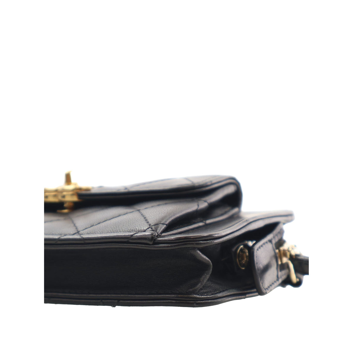 Chanel Quilted Lambskin Front Pocket Clutch With Chain — Black