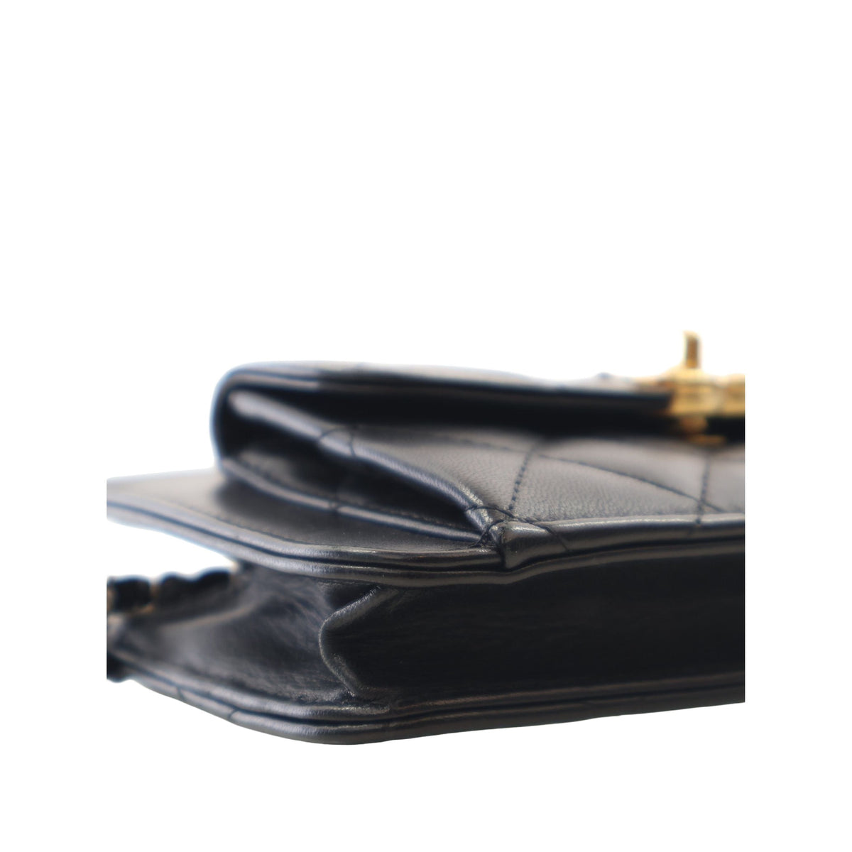 Chanel Quilted Lambskin Front Pocket Clutch With Chain — Black