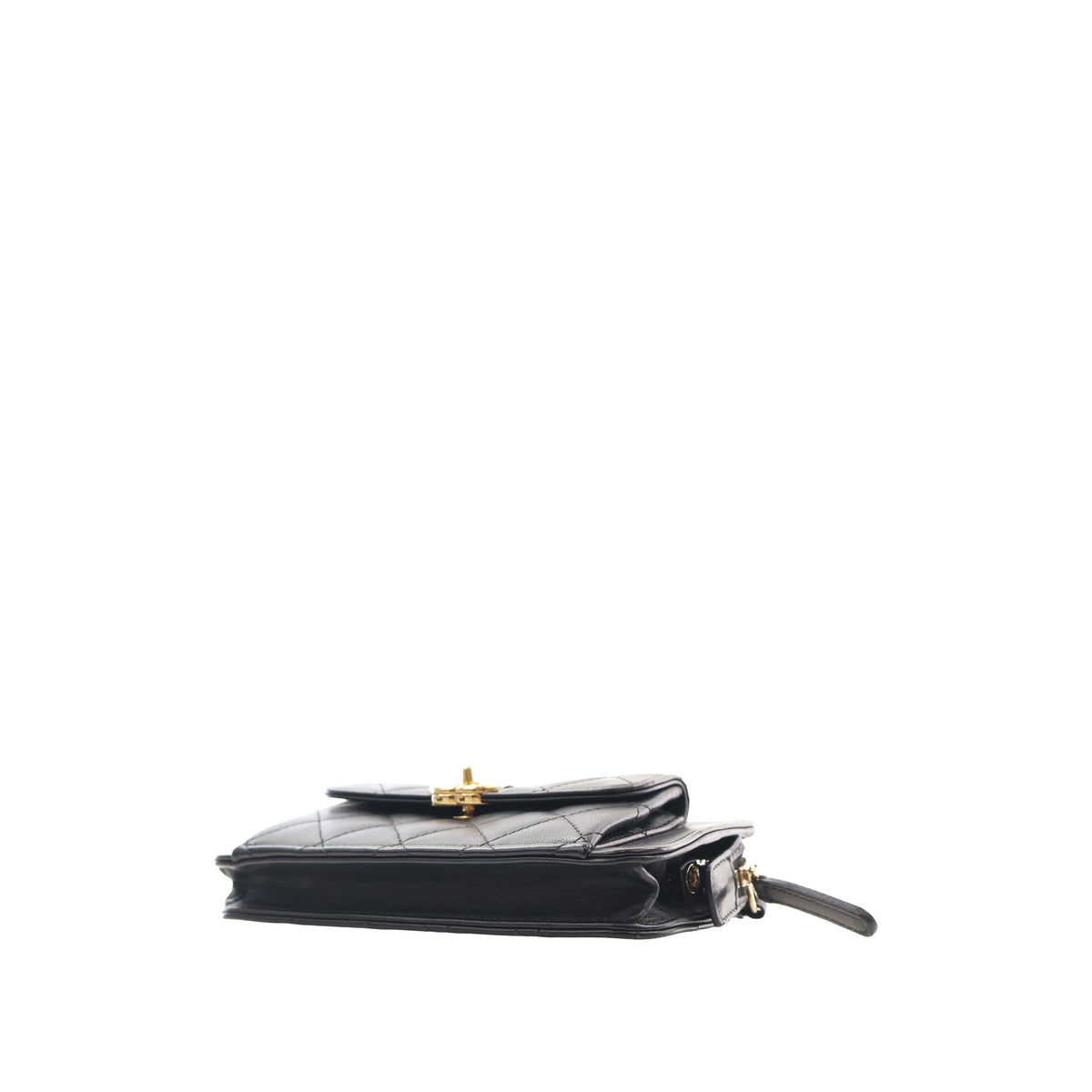 Chanel Quilted Lambskin Front Pocket Clutch With Chain — Black