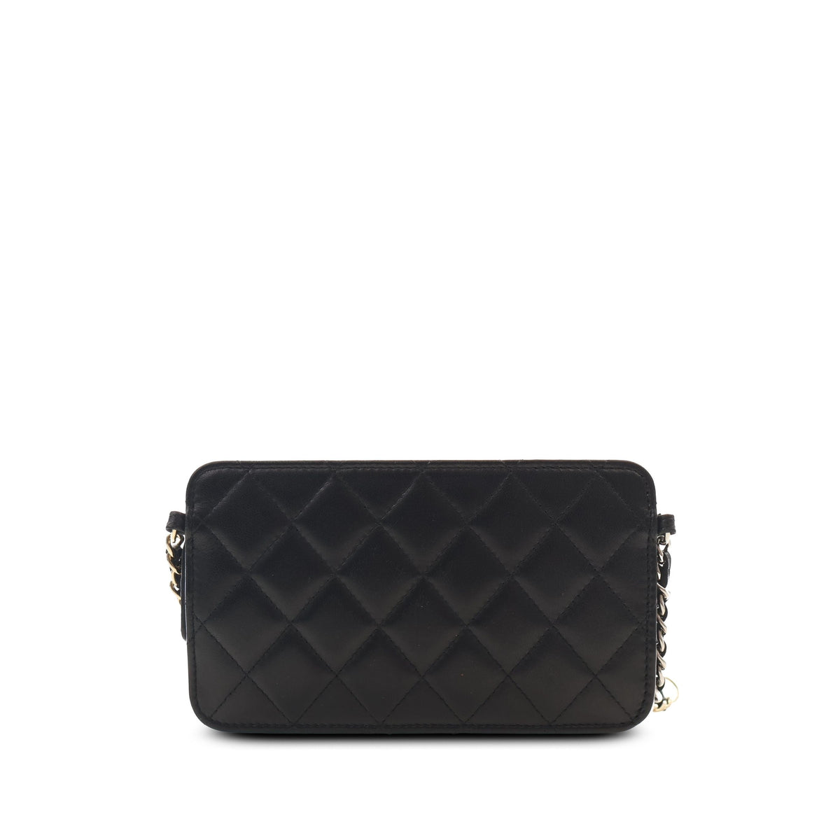 Chanel Quilted Lambskin Front Pocket Clutch With Chain — Black