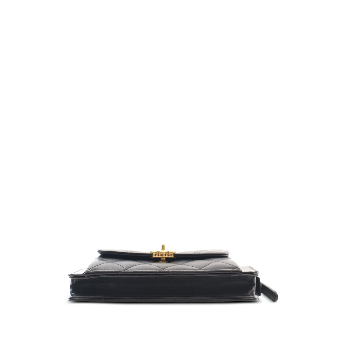 Chanel Quilted Lambskin Front Pocket Clutch With Chain — Black