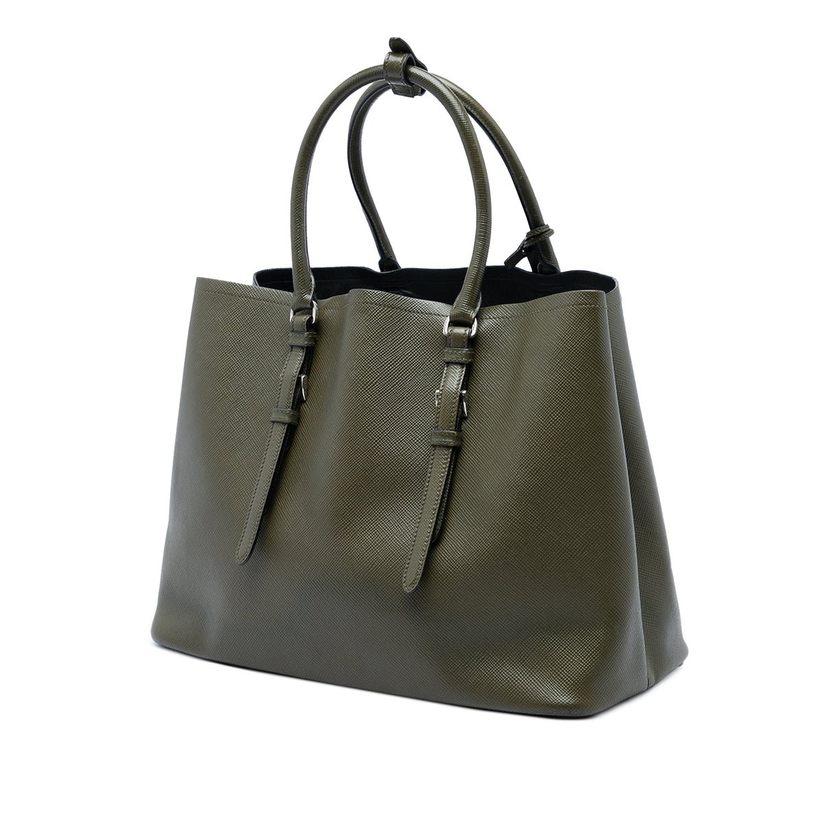 Prada Large Saffiano Cuir Double Handle Satchel — Green