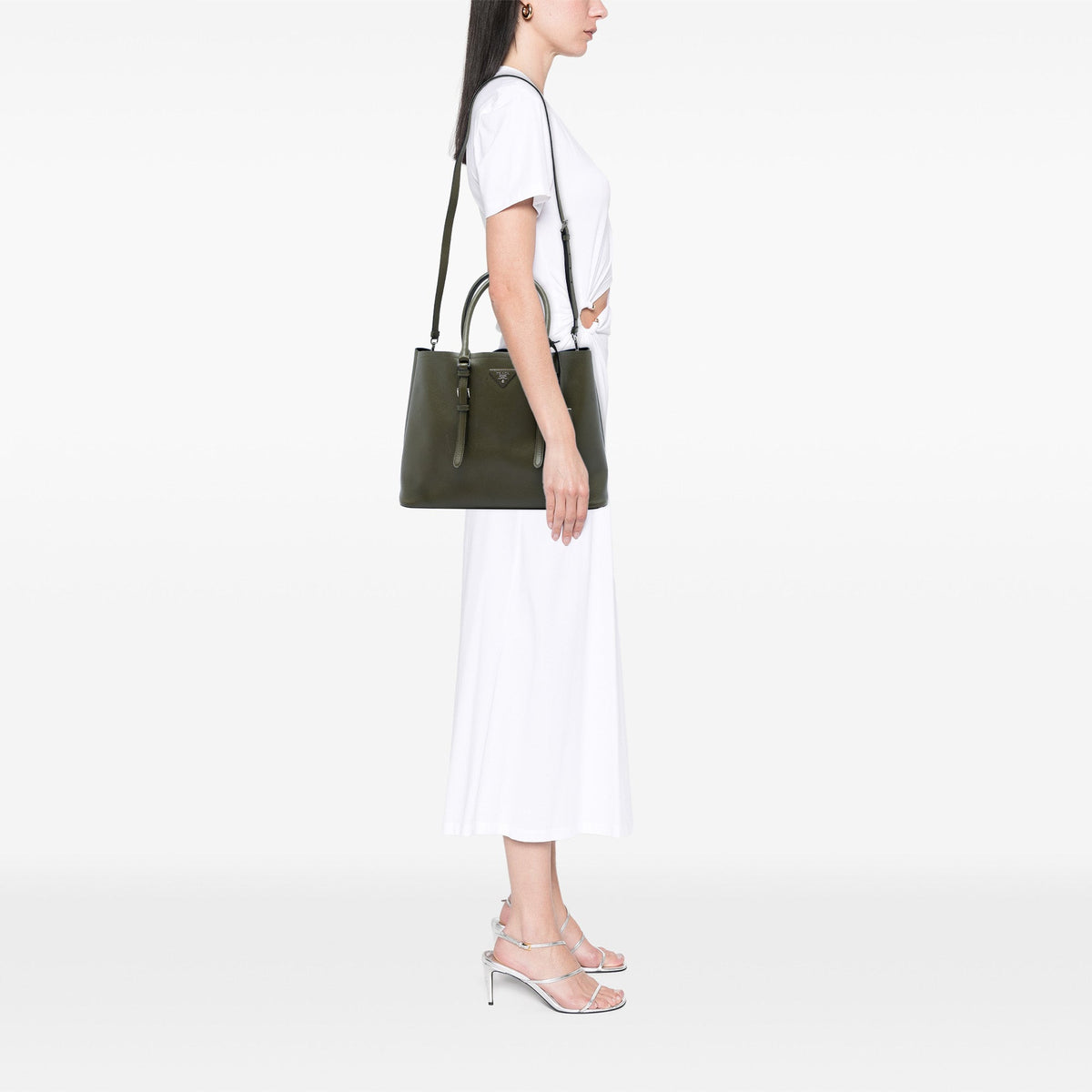 Prada Large Saffiano Cuir Double Handle Satchel — Green