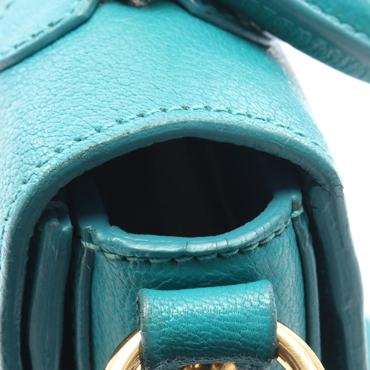 Miu Miu Goatskin Madras Top Handle Satchel — Blue
