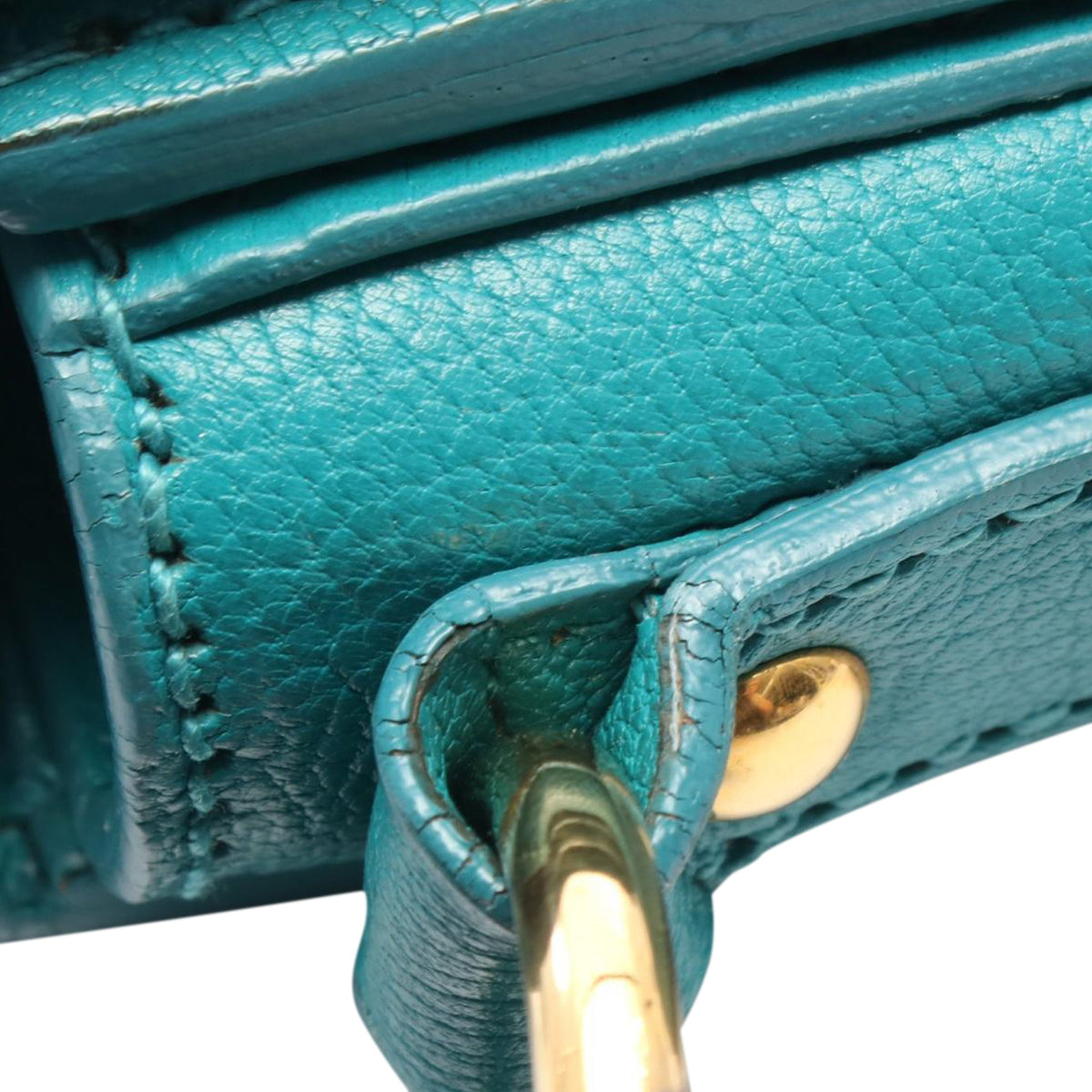 Miu Miu Goatskin Madras Top Handle Satchel — Blue