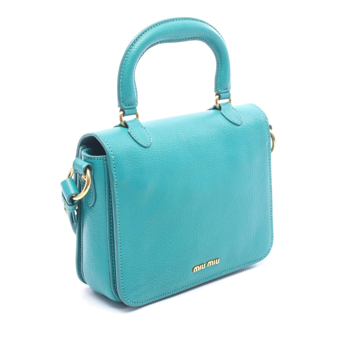 Miu Miu Goatskin Madras Top Handle Satchel — Blue