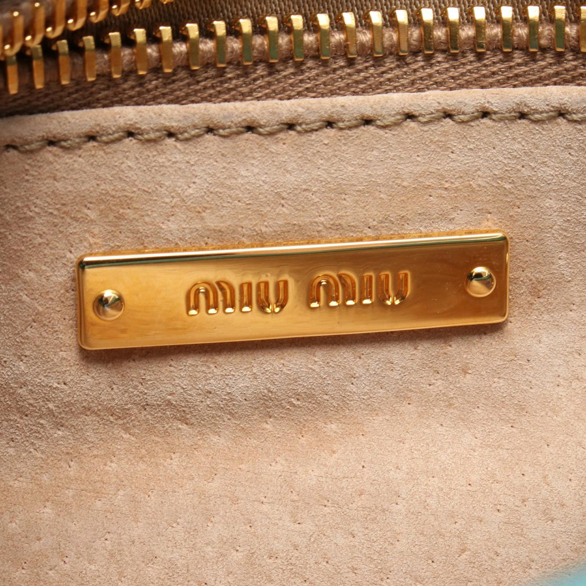 Miu Miu Goatskin Madras Top Handle Satchel — Blue
