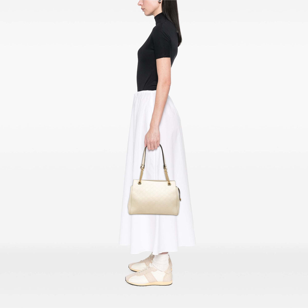 Gucci Medium Guccissima Soft Shoulder Bag — White