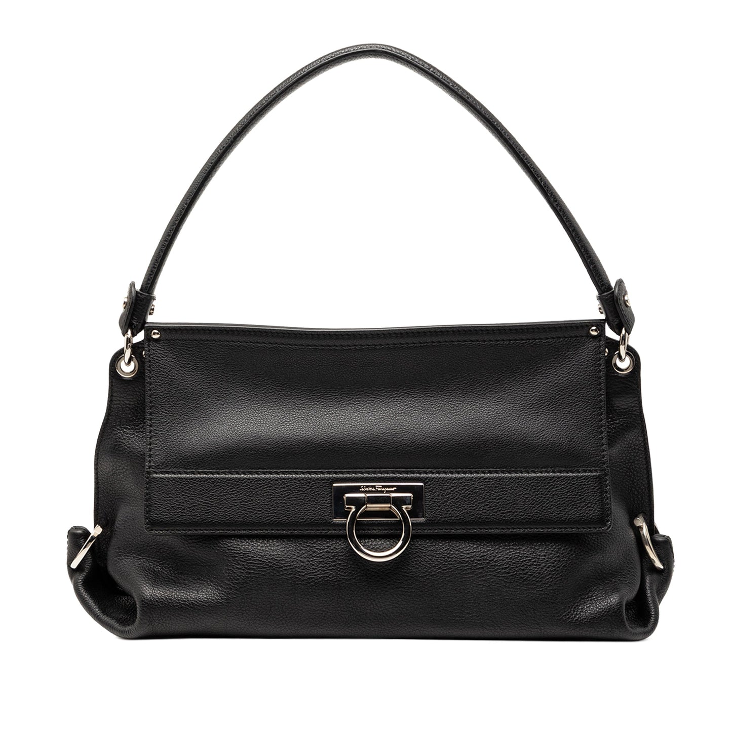 Ferragamo Leather Gancini Flap Shoulder Bag