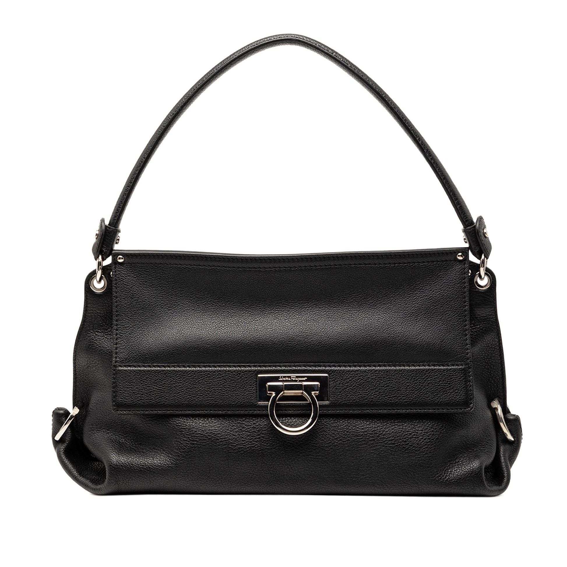 Ferragamo Leather Gancini Flap Shoulder Bag