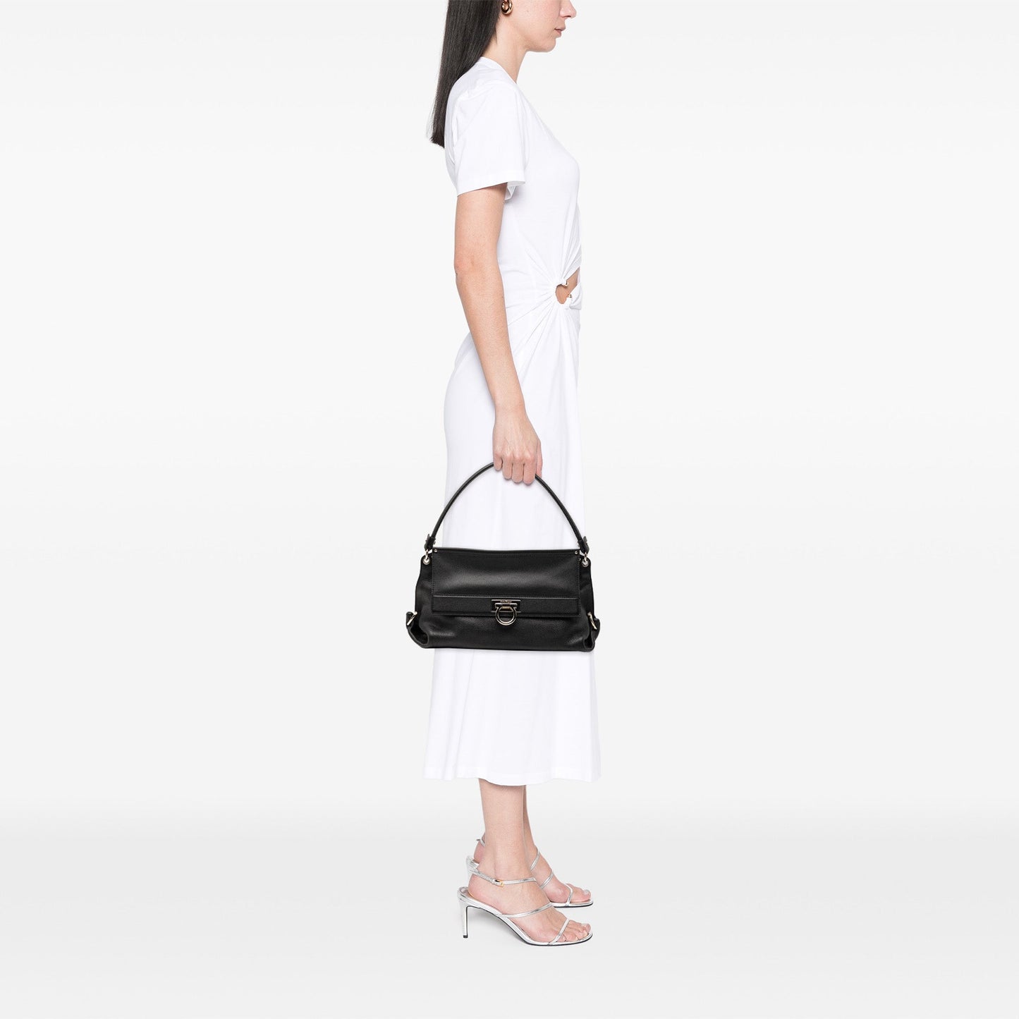 Ferragamo Leather Gancini Flap Shoulder Bag