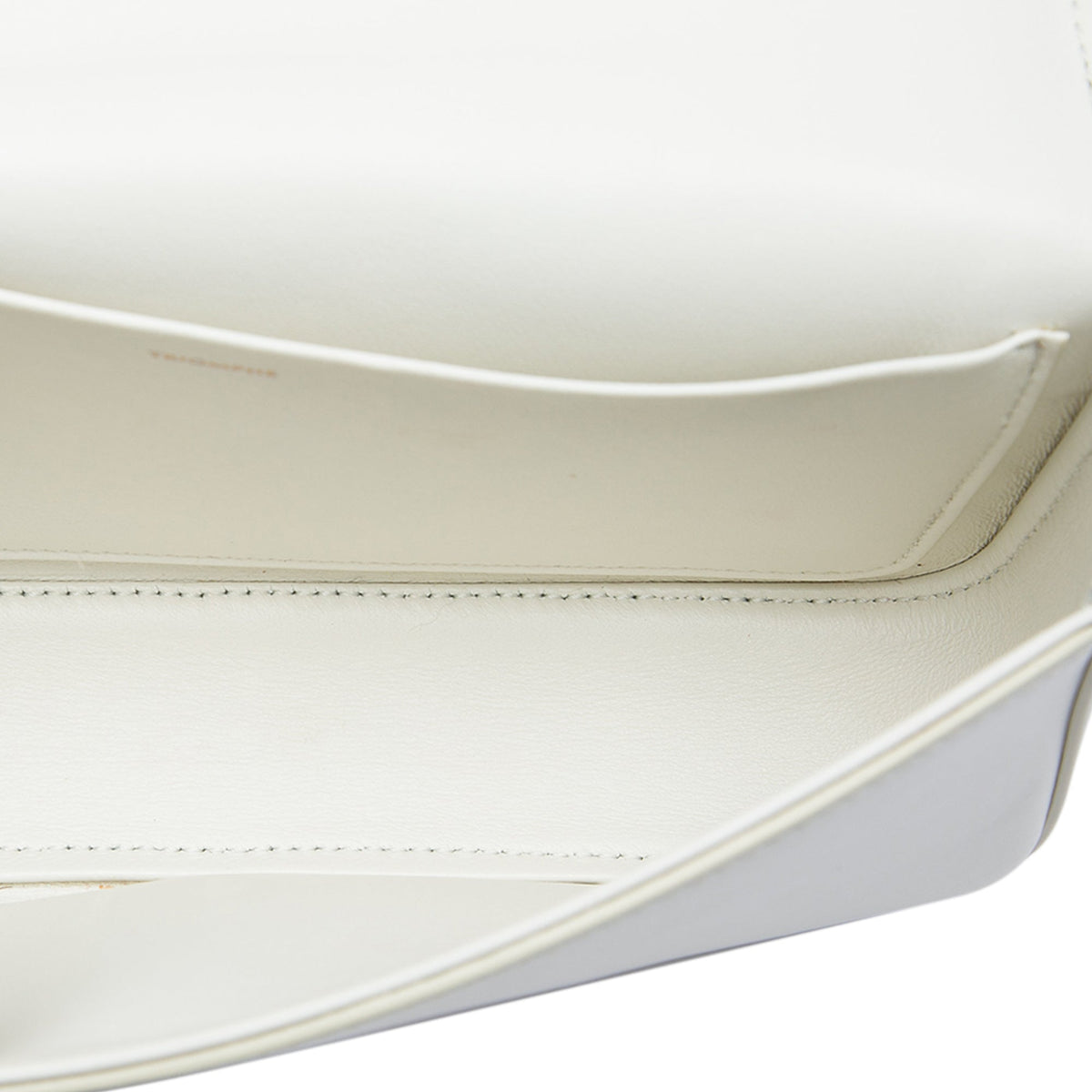 Celine Calfskin Cuir Triomphe Chain Shoulder Bag — White