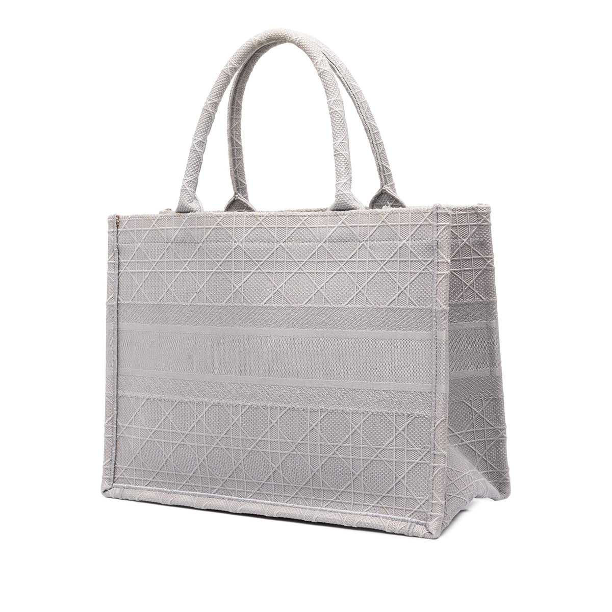 Dior Medium Cannage Embroidered Book Tote — Gray