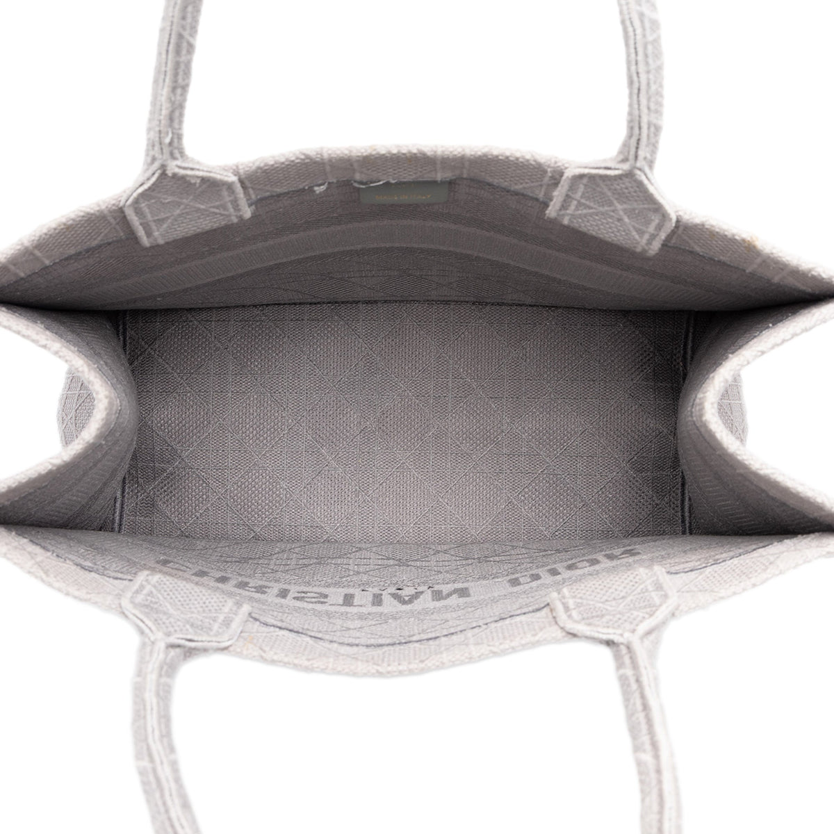 Dior Medium Cannage Embroidered Book Tote — Gray