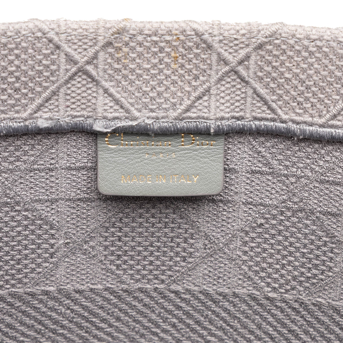 Dior Medium Cannage Embroidered Book Tote — Gray