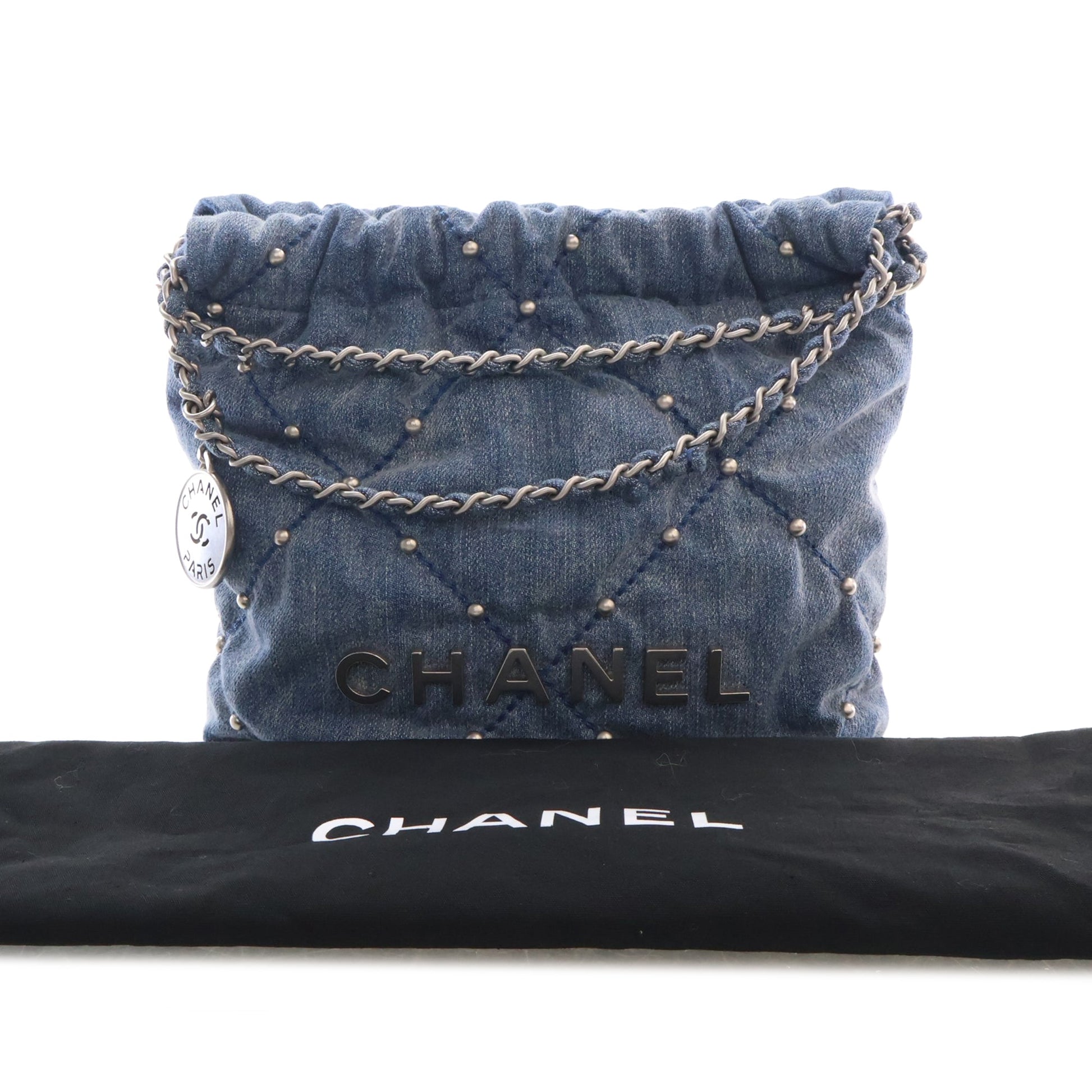 Chanel Mini Denim Studded 22 Handbag