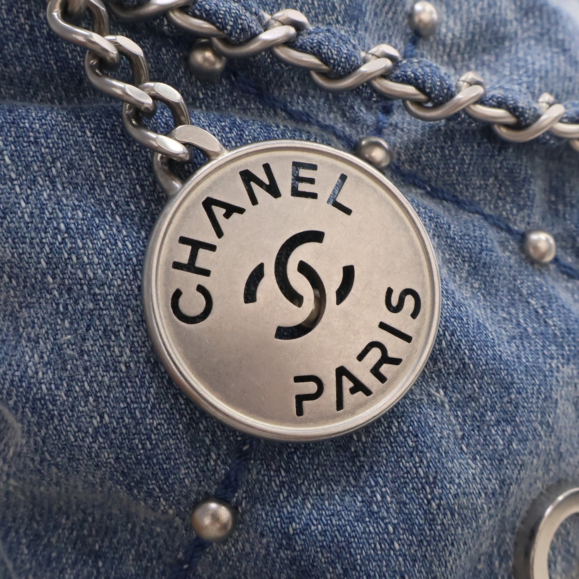 Chanel Mini Denim Studded 22 Handbag