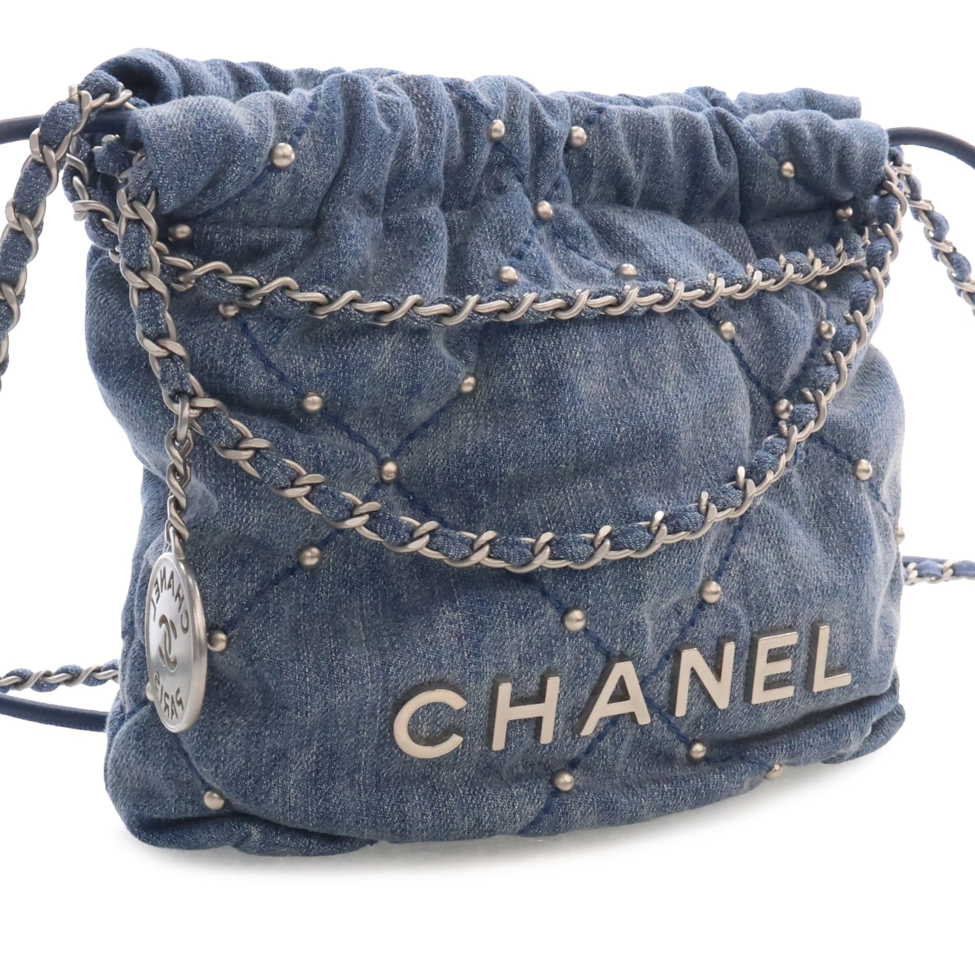 Chanel Mini Denim Studded 22 Handbag
