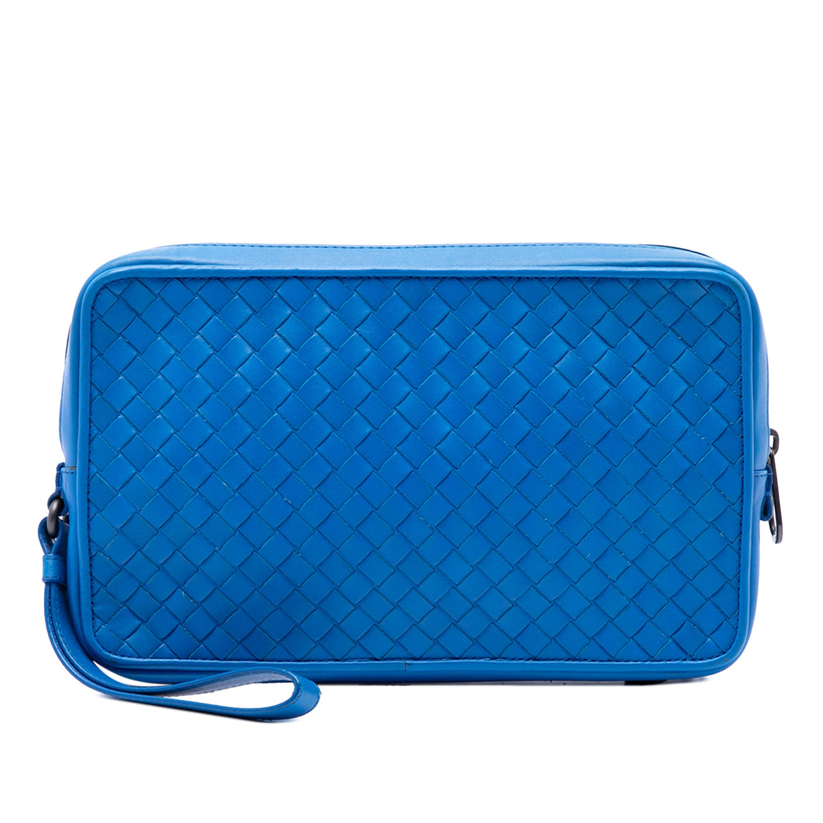 Bottega Veneta Nappa Intrecciato Double Zip Wristlet Clutch — Blue
