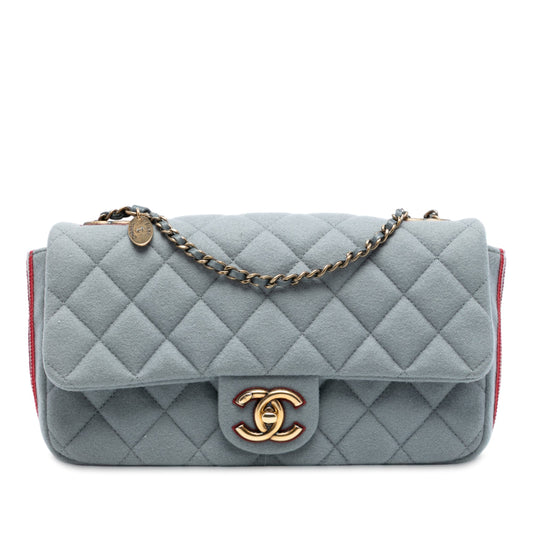 Chanel Paris Salzburg Medium Quilted Felt CC Eyelet Flap