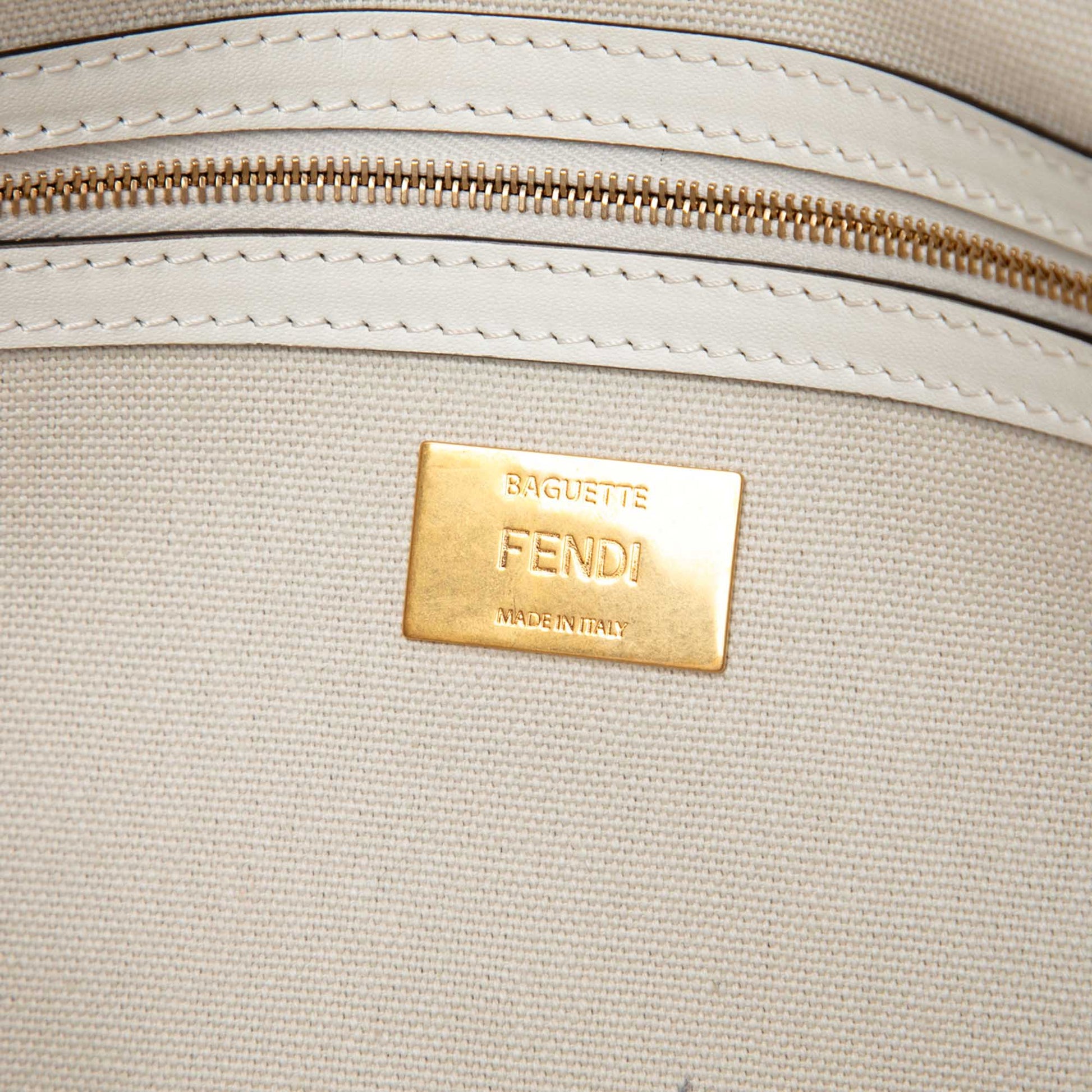Fendi Zucca Embroidered Canvas Baguette Satchel