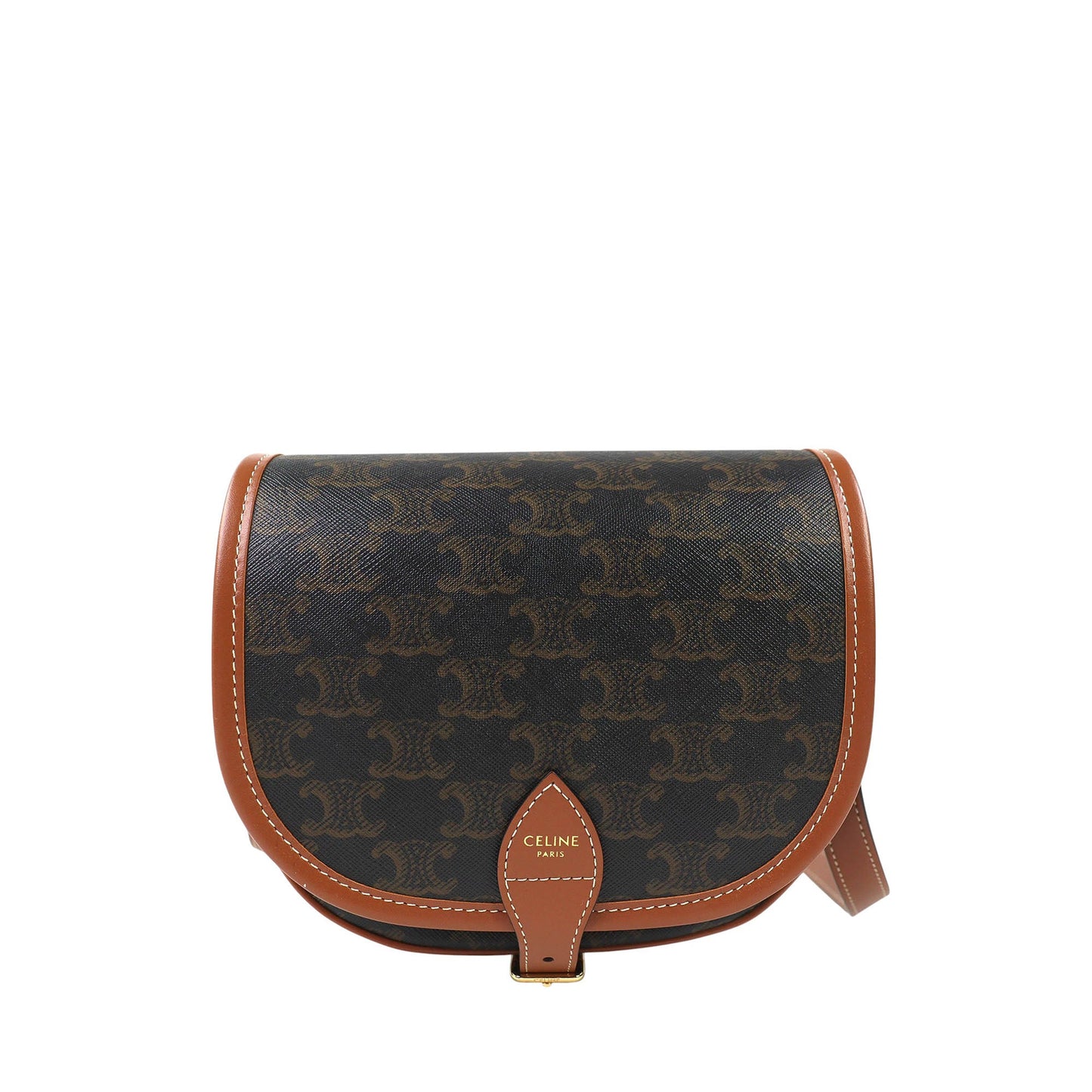 Celine Medium Triomphe Coated Canvas Folco Crossbody