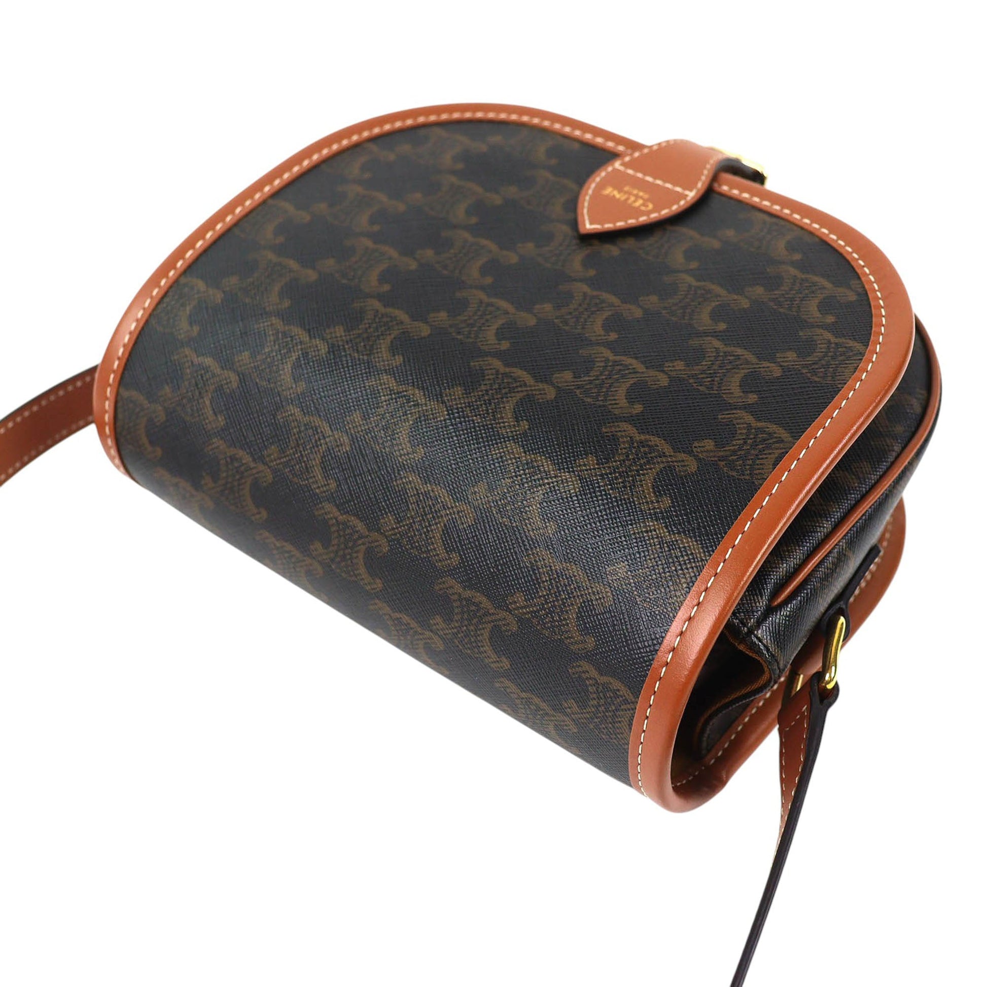 Celine Medium Triomphe Coated Canvas Folco Crossbody