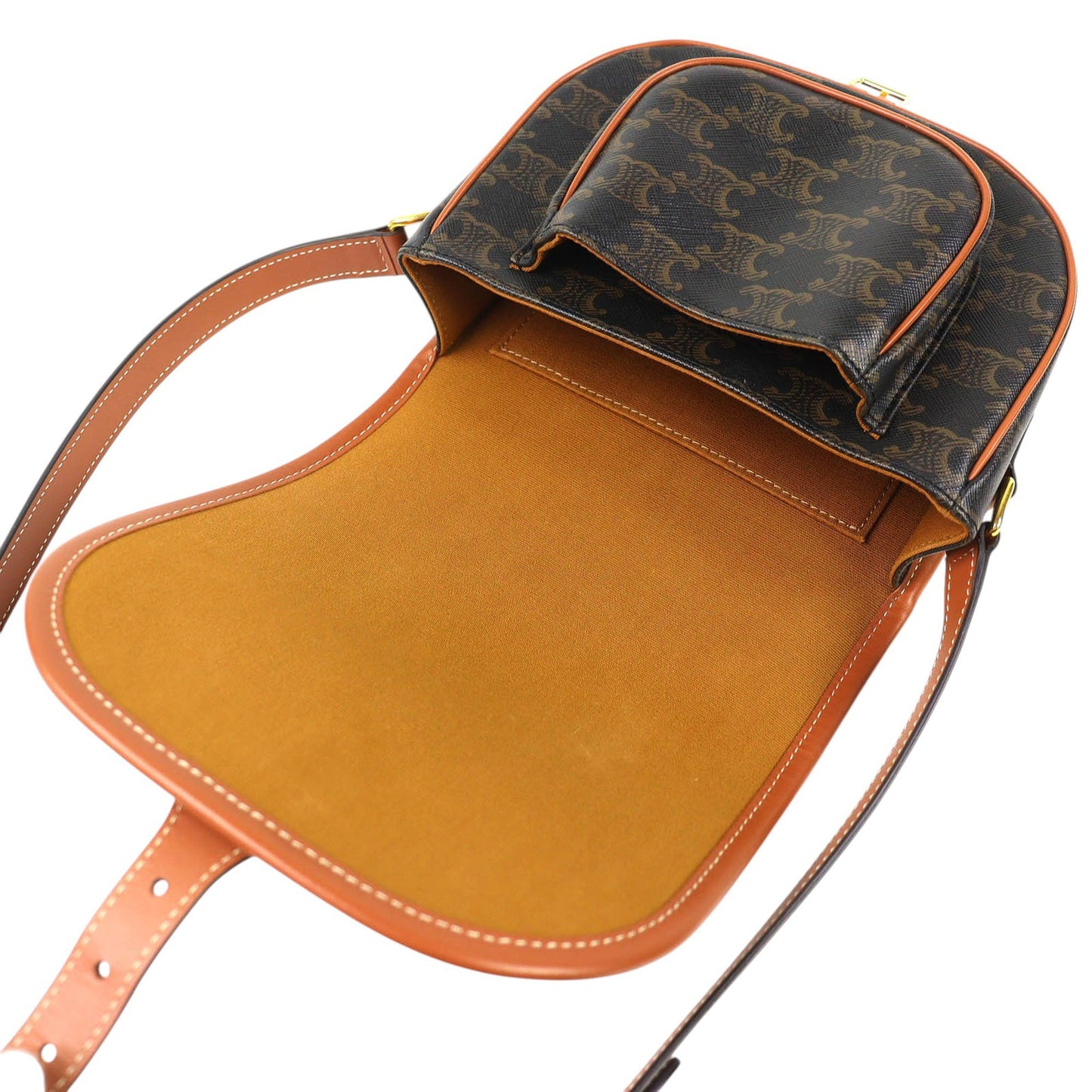 Celine Medium Triomphe Coated Canvas Folco Crossbody