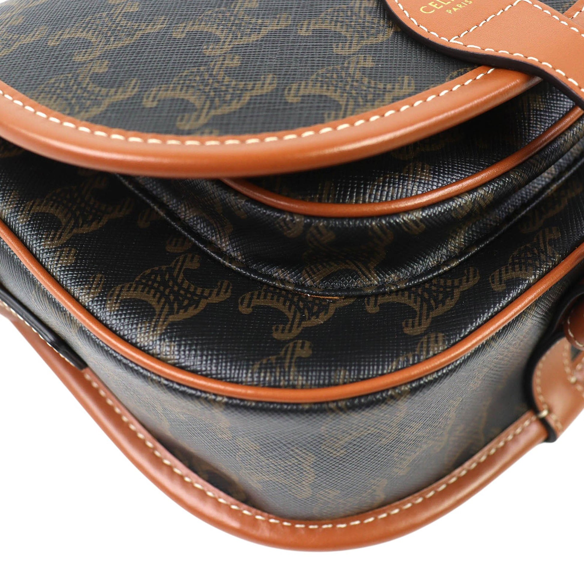 Celine Medium Triomphe Coated Canvas Folco Crossbody