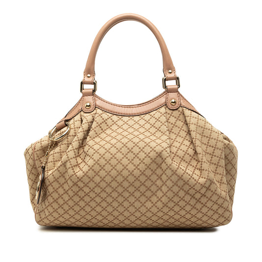 Gucci Medium Diamante Canvas Sukey Tote — Beige