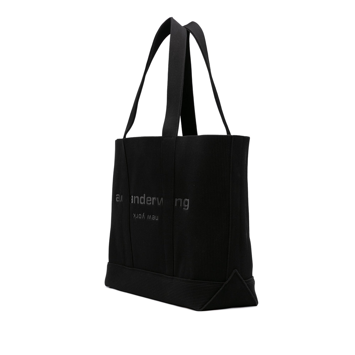 Alexander Wang Debossed Logo Ribbed Knit Ryan Tote — Black