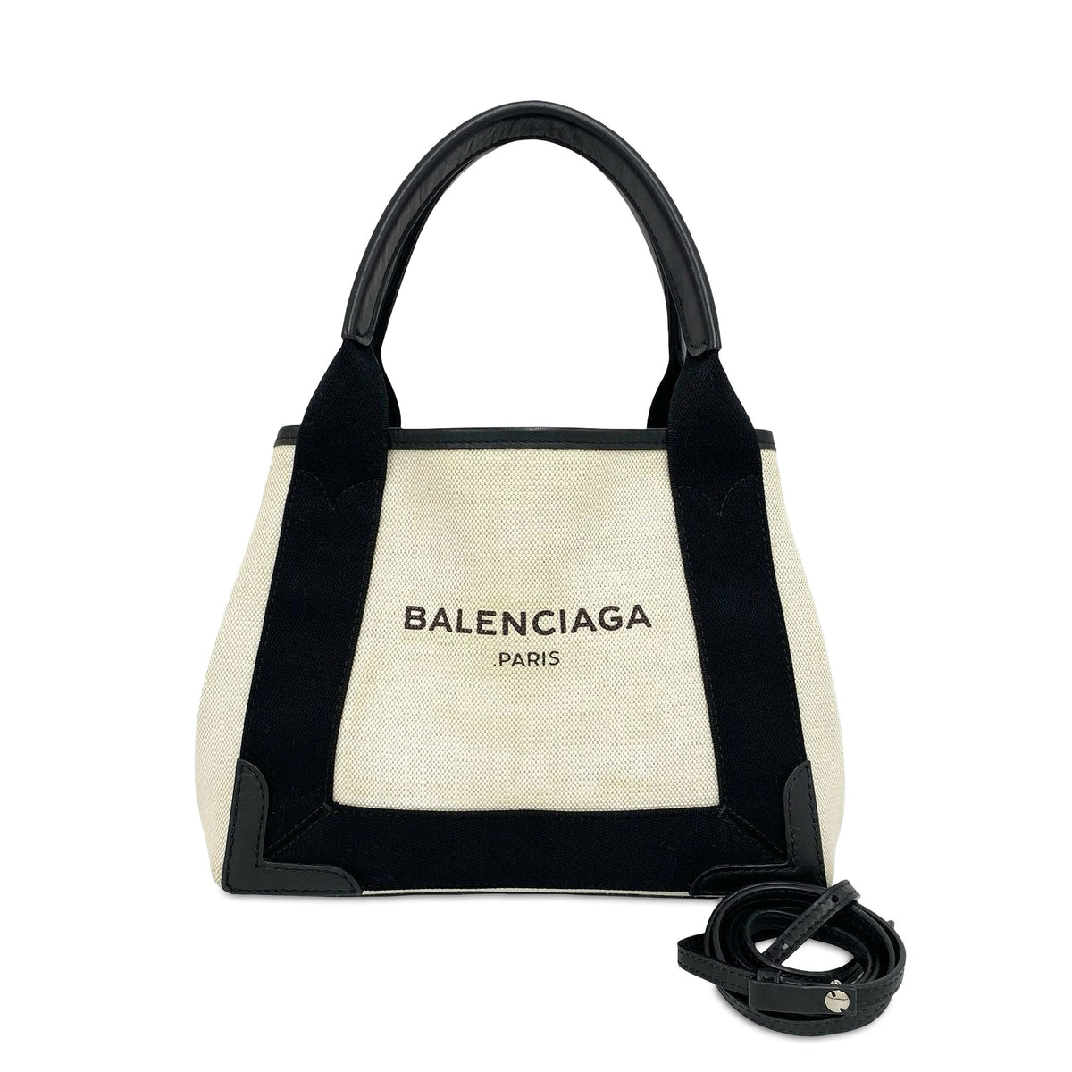 Balenciaga Canvas Navy Cabas Satchel XS — Brown