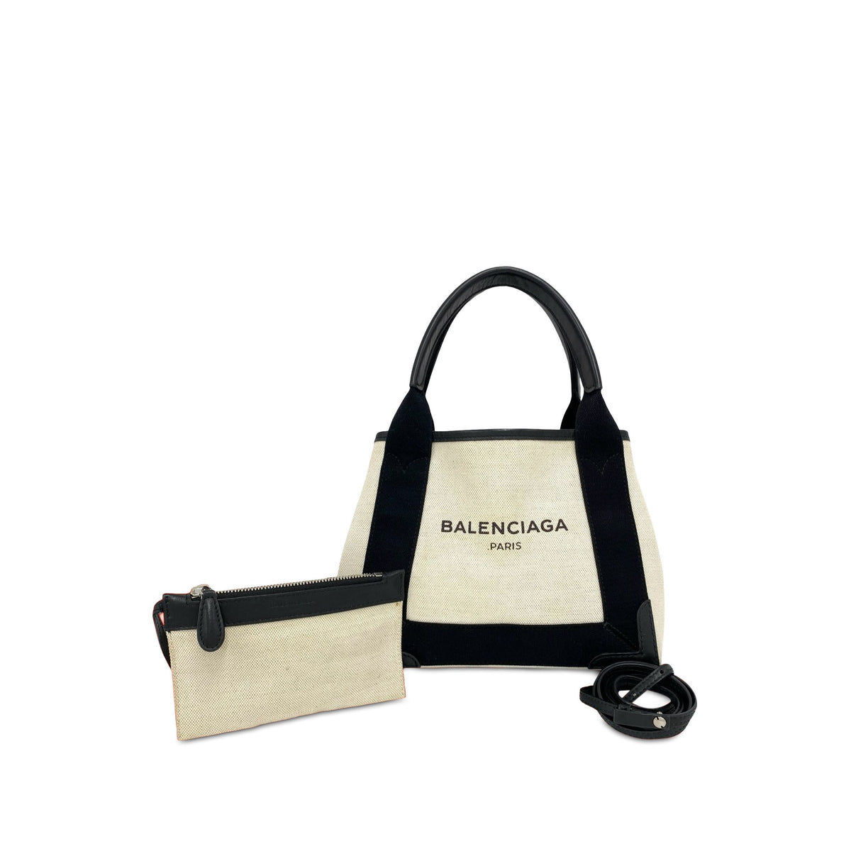 Balenciaga Canvas Navy Cabas Satchel XS — Brown