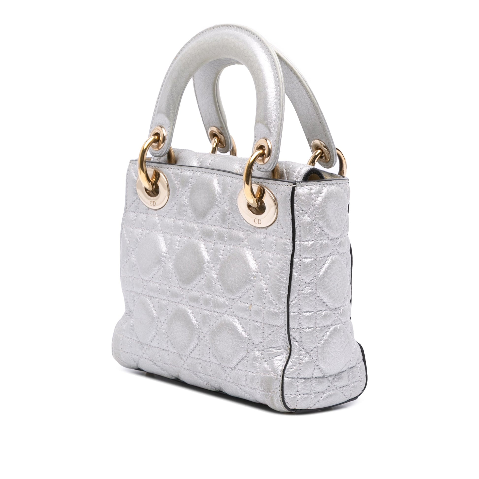 Dior Mini Metallic Grained Calfskin Cannage Lady Dior