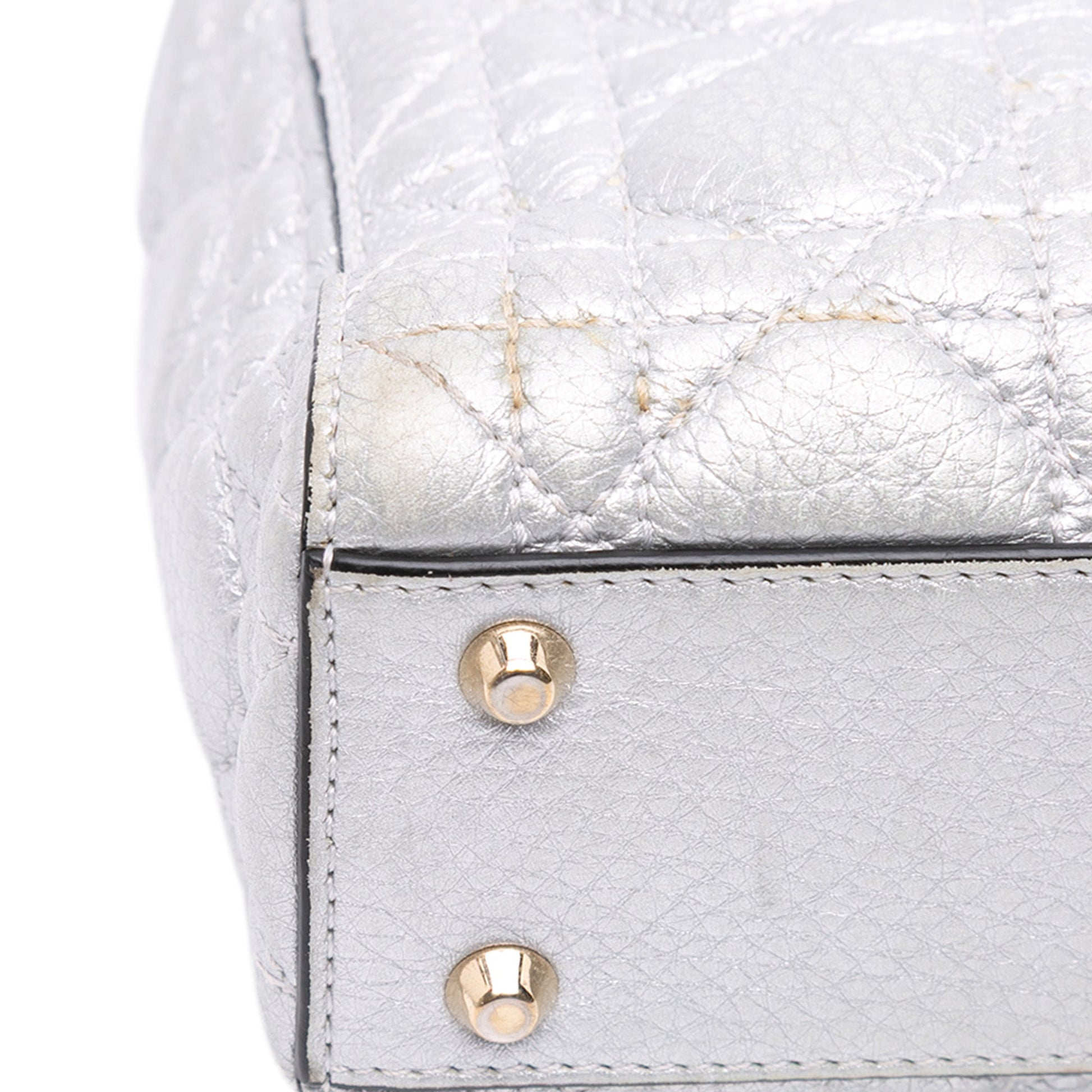Dior Mini Metallic Grained Calfskin Cannage Lady Dior