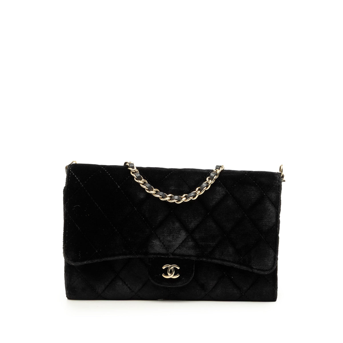 Chanel CC Quilted Velvet Wallet on Removable Chain