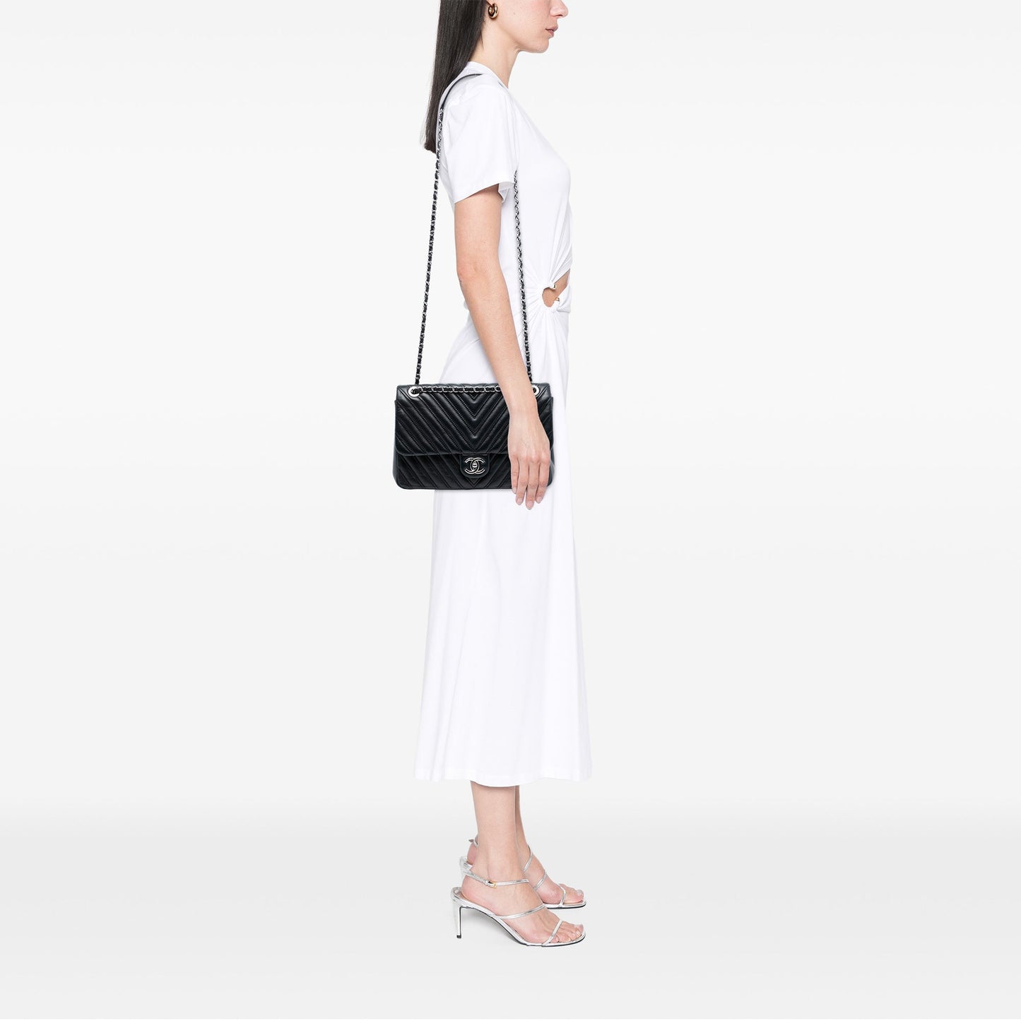 Chanel Jumbo Classic Chevron Lambskin Double Stitch Single Flap