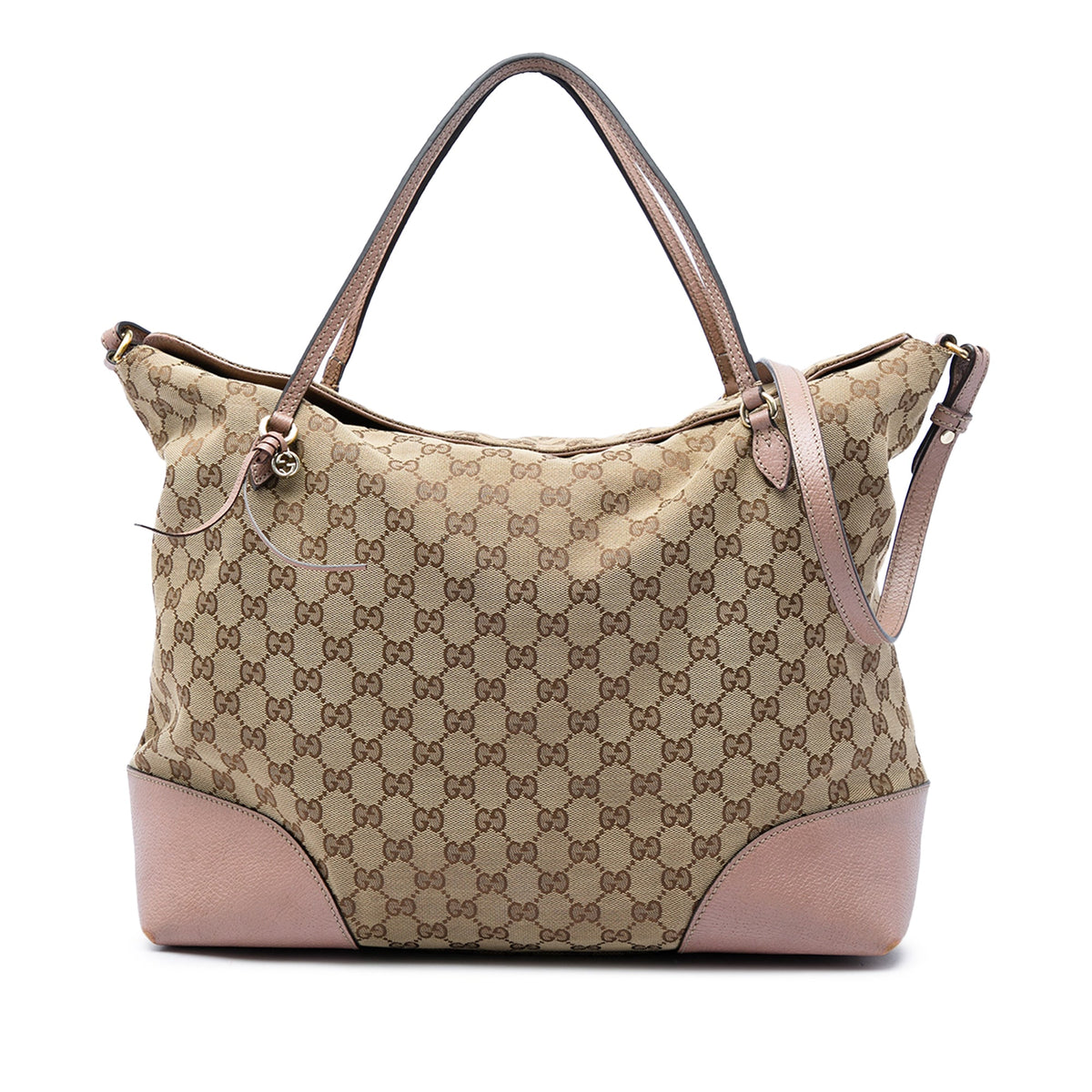 Gucci Large GG Canvas Bree Fold Over Tote — Beige