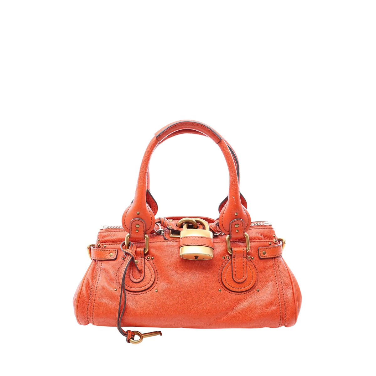 Chloé Medium Leather Paddington Handbag — Orange