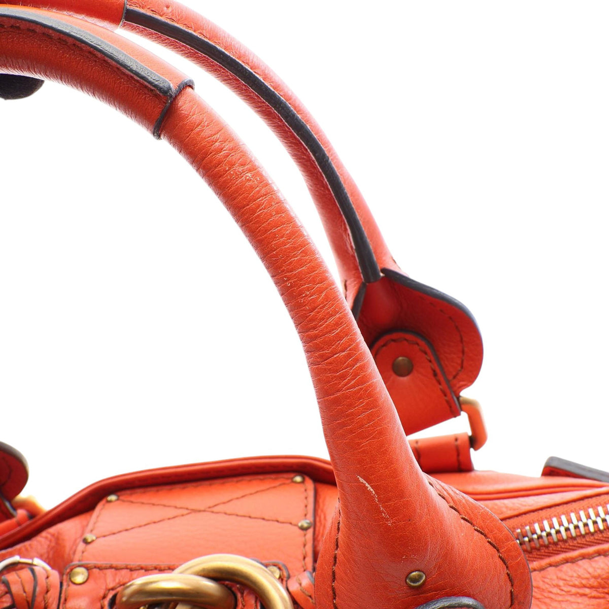 Chloé Medium Leather Paddington Handbag — Orange