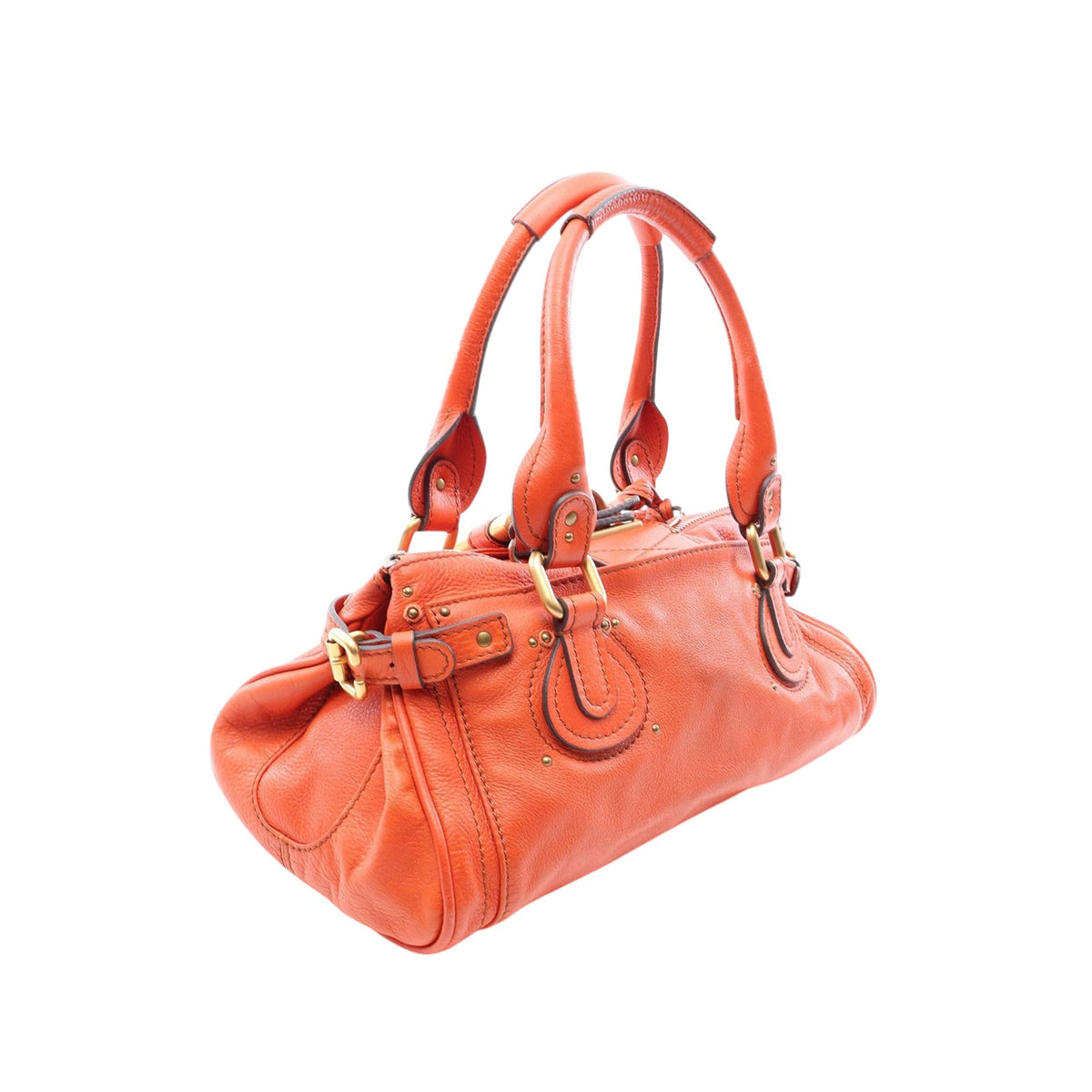Chloé Medium Leather Paddington Handbag — Orange