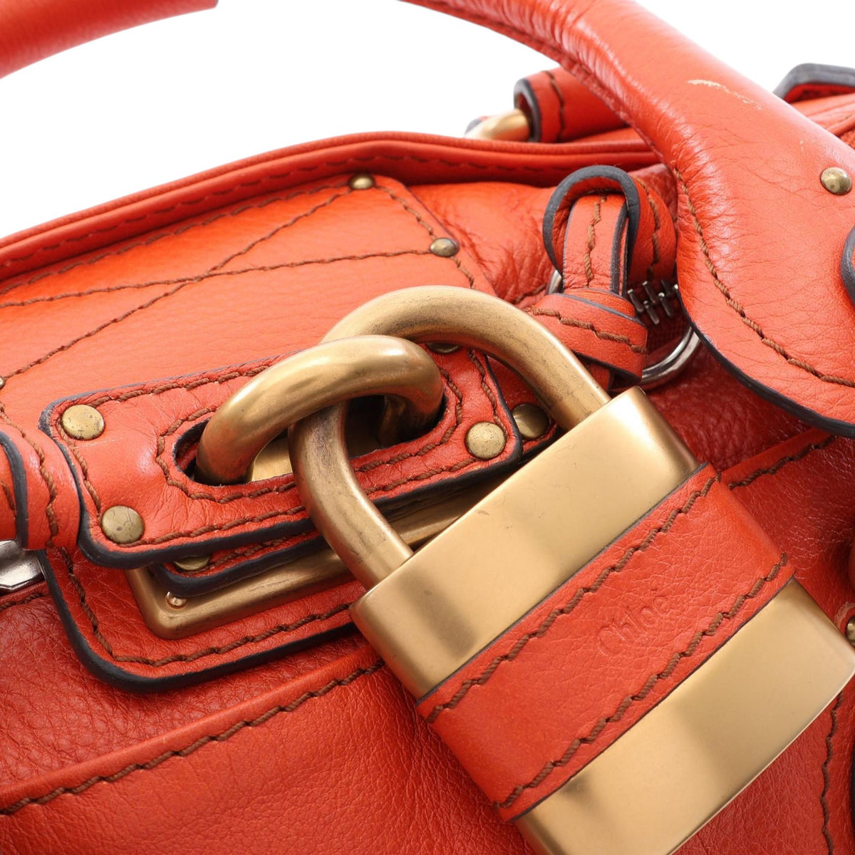 Chloé Medium Leather Paddington Handbag — Orange