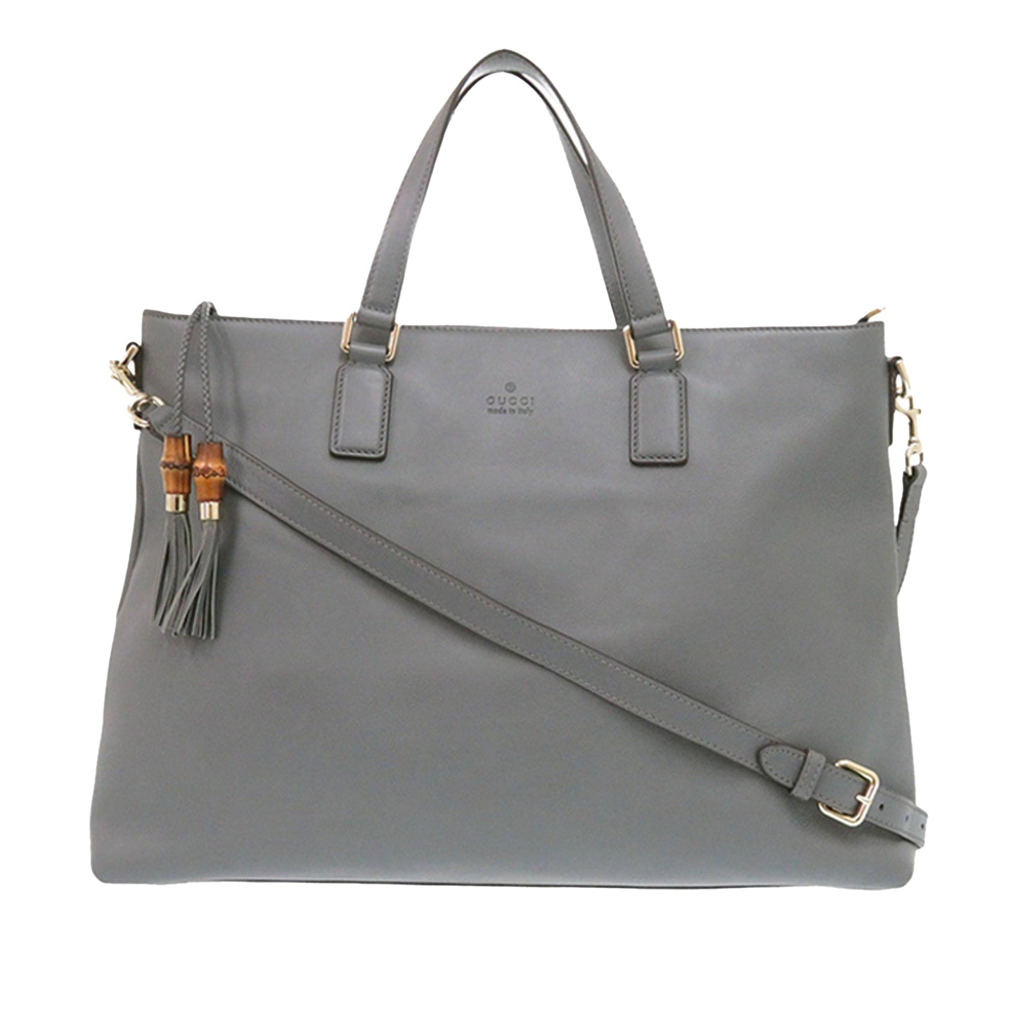 Leather Bamboo Tassel Satchel