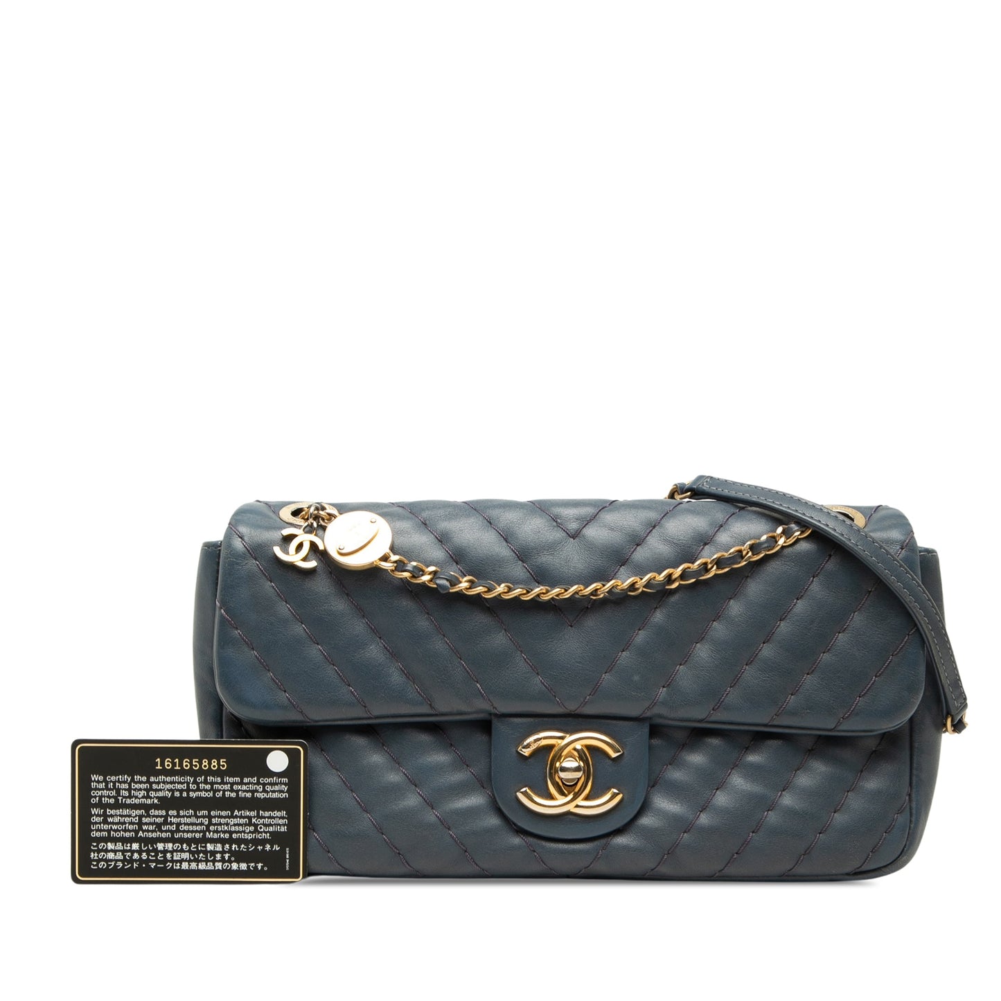 Chanel Medium Chevron Calfskin Medallion Single Flap