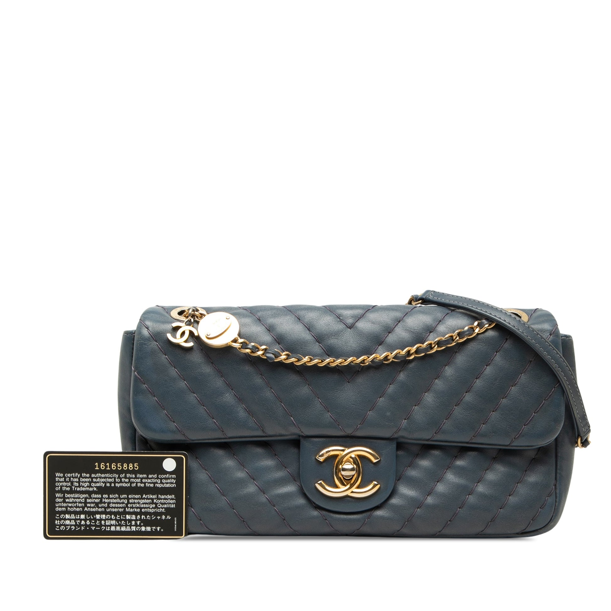 Chanel Medium Chevron Calfskin Medallion Single Flap